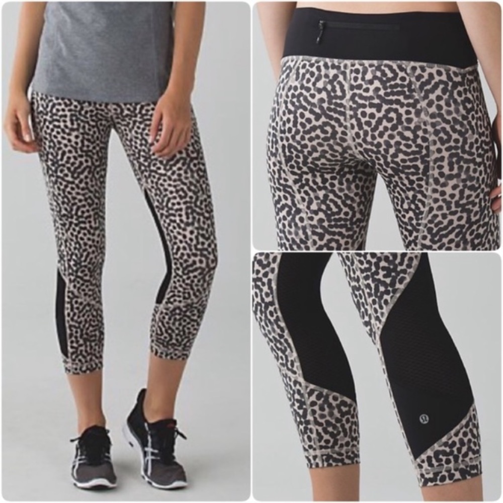 RARE Lululemon Pace Rival Crop *Full-On Luxtreme Ace Spot Grain Black 6